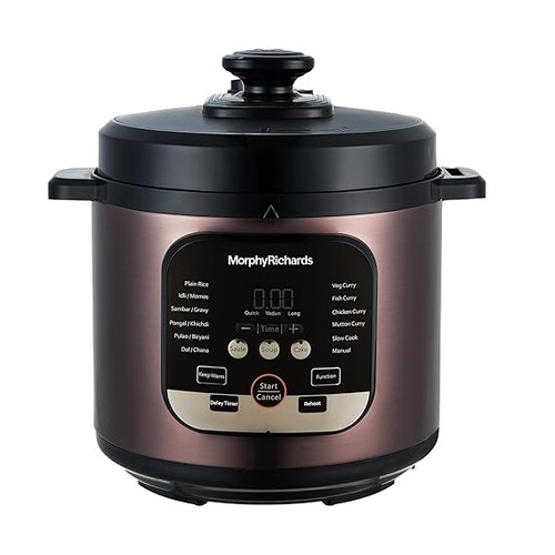 Morphy Richards WizPot 6 Litres 1000W Electric Pressure Cooker 14-Preset MenuDigital Display Saves upto 70% Cooking Time(690027 WIZPOT 6L) Brown